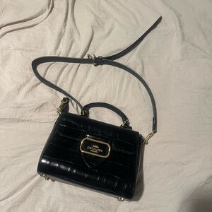 Coach Black Croc Morgan Embossed Leather Top Handle bag